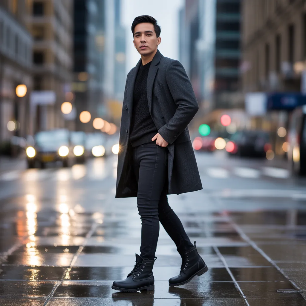 black timberland outfits men