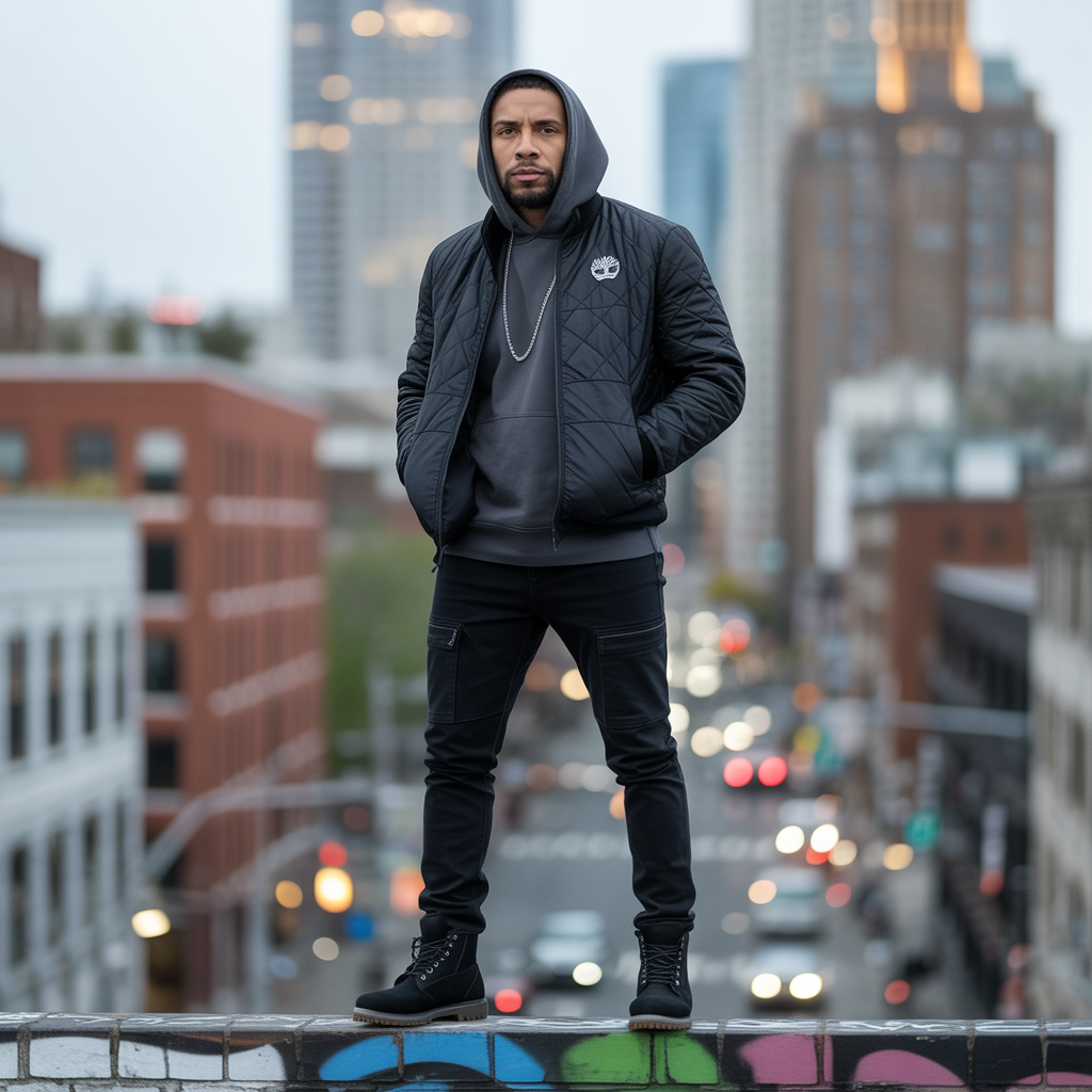 black timberland outfits men