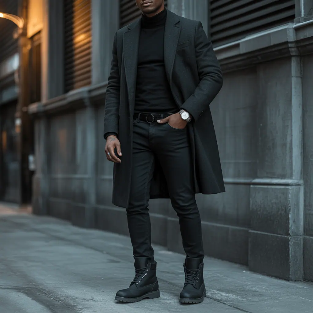 black timberland outfits men