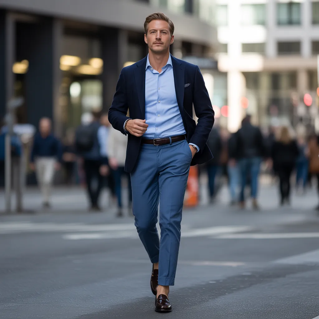 blue shirt outfit men