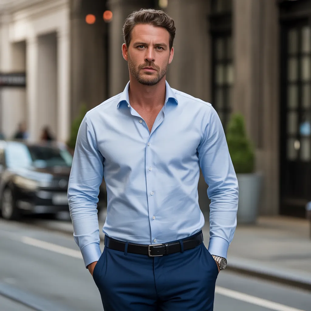 blue shirt outfit men