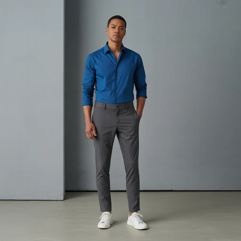 blue shirt outfit men