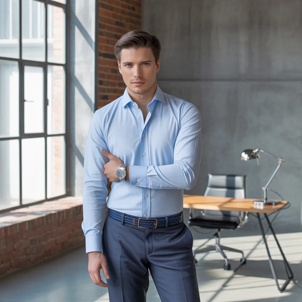 blue shirt outfit men