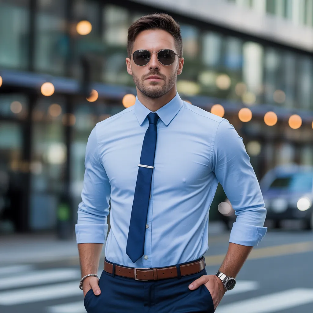 blue shirt outfit men