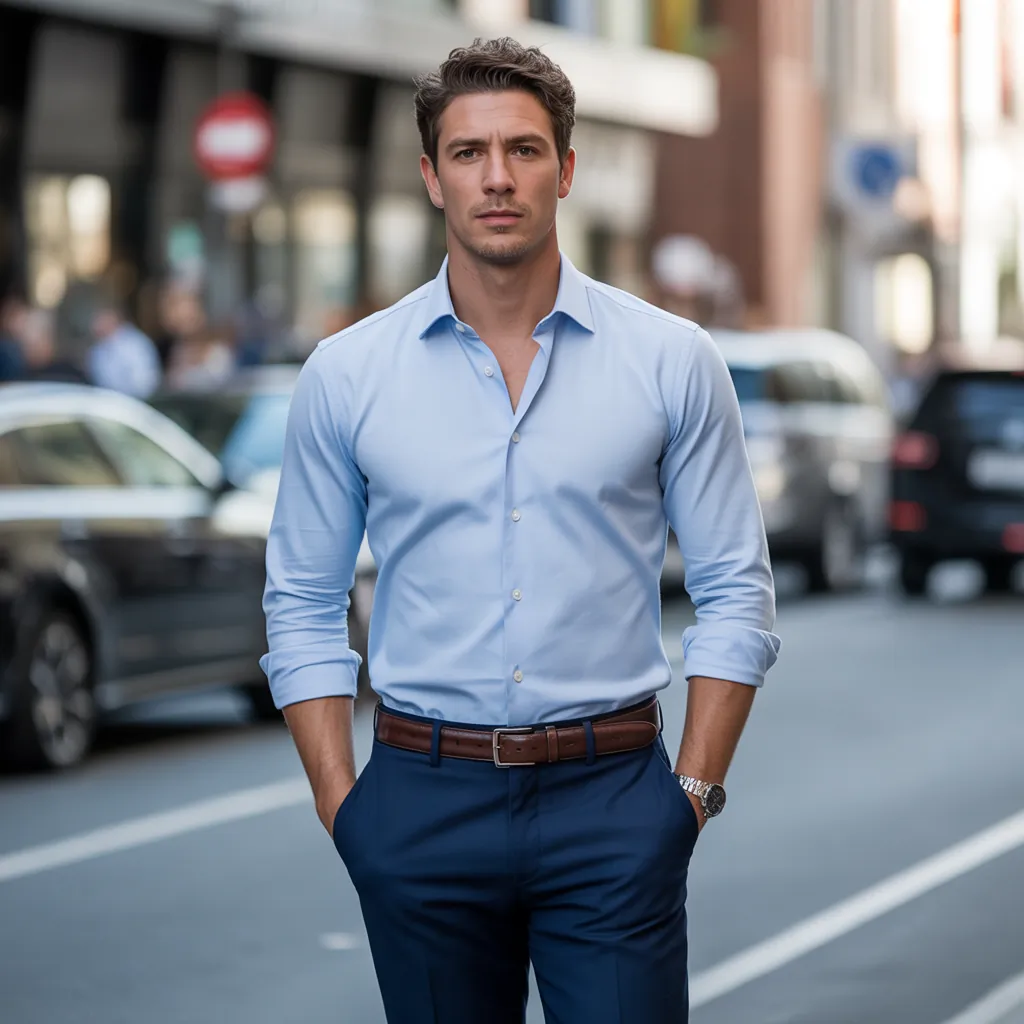 blue shirt outfit men
