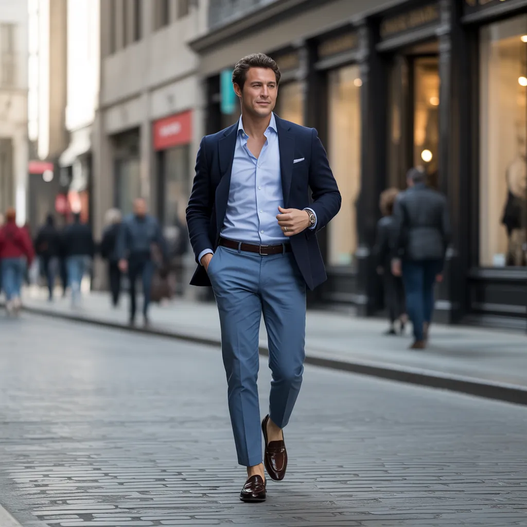 blue shirt outfit men