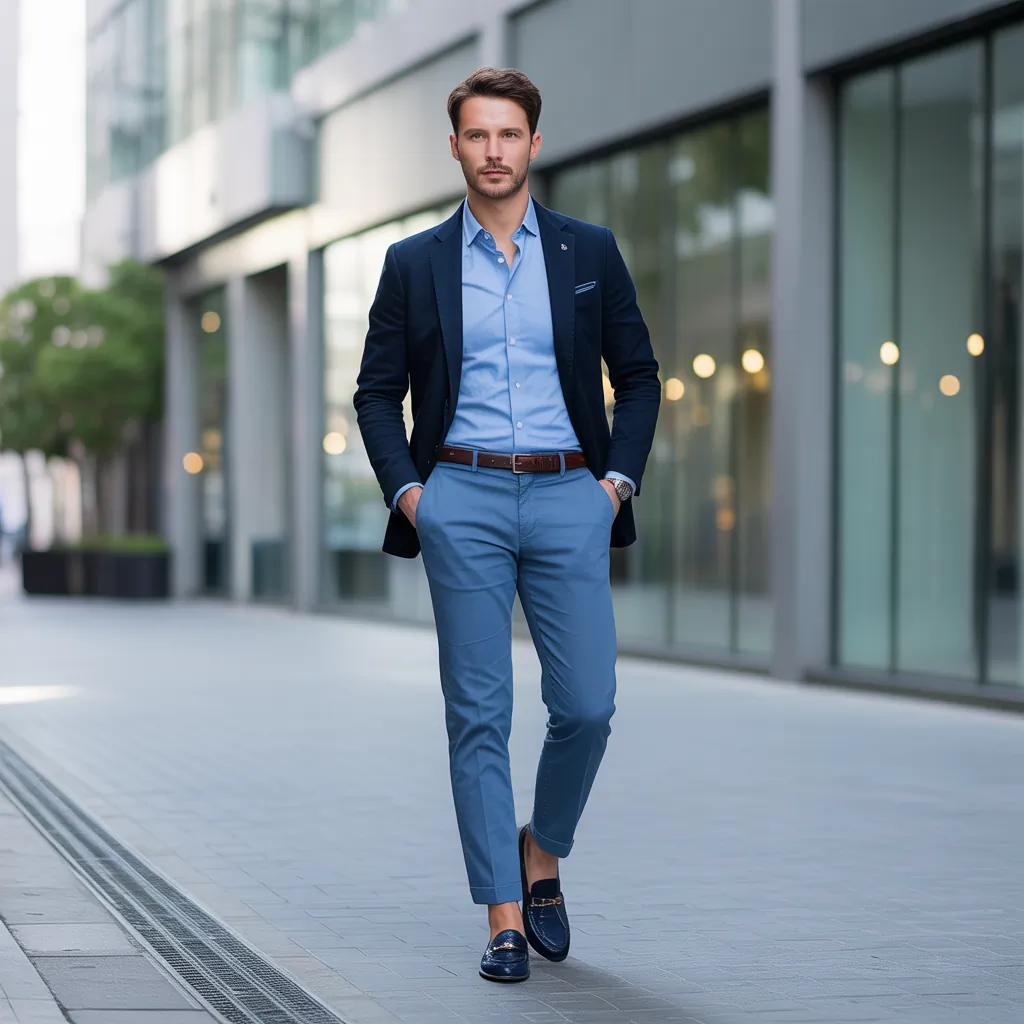 blue shirt outfit men