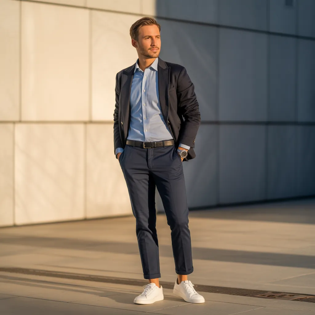 blue shirt outfit men