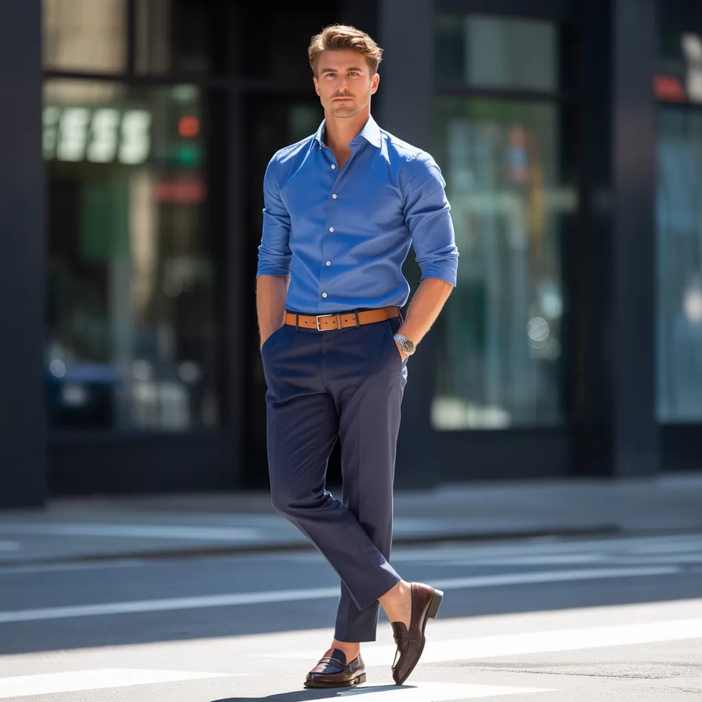 blue shirt outfit men