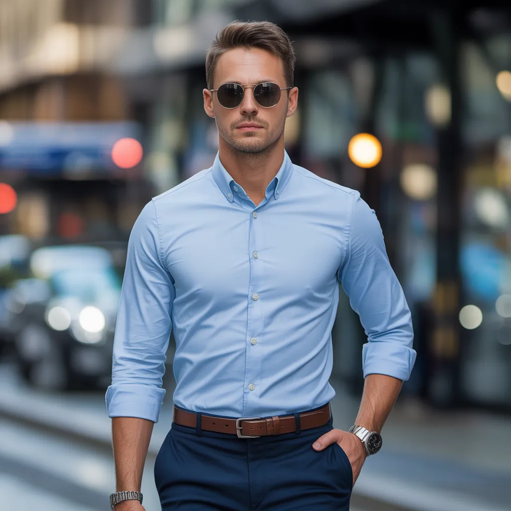 blue shirt outfit men