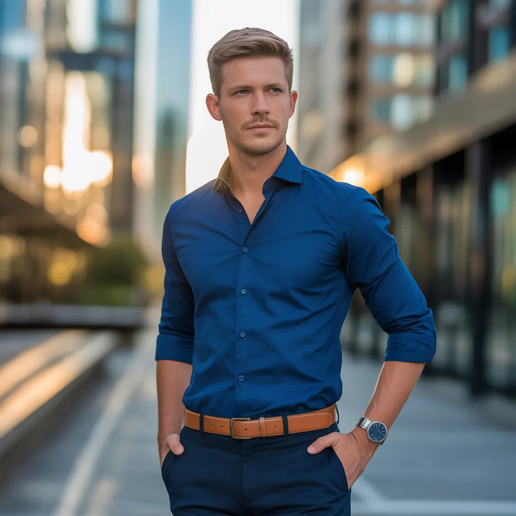 blue shirt outfit men