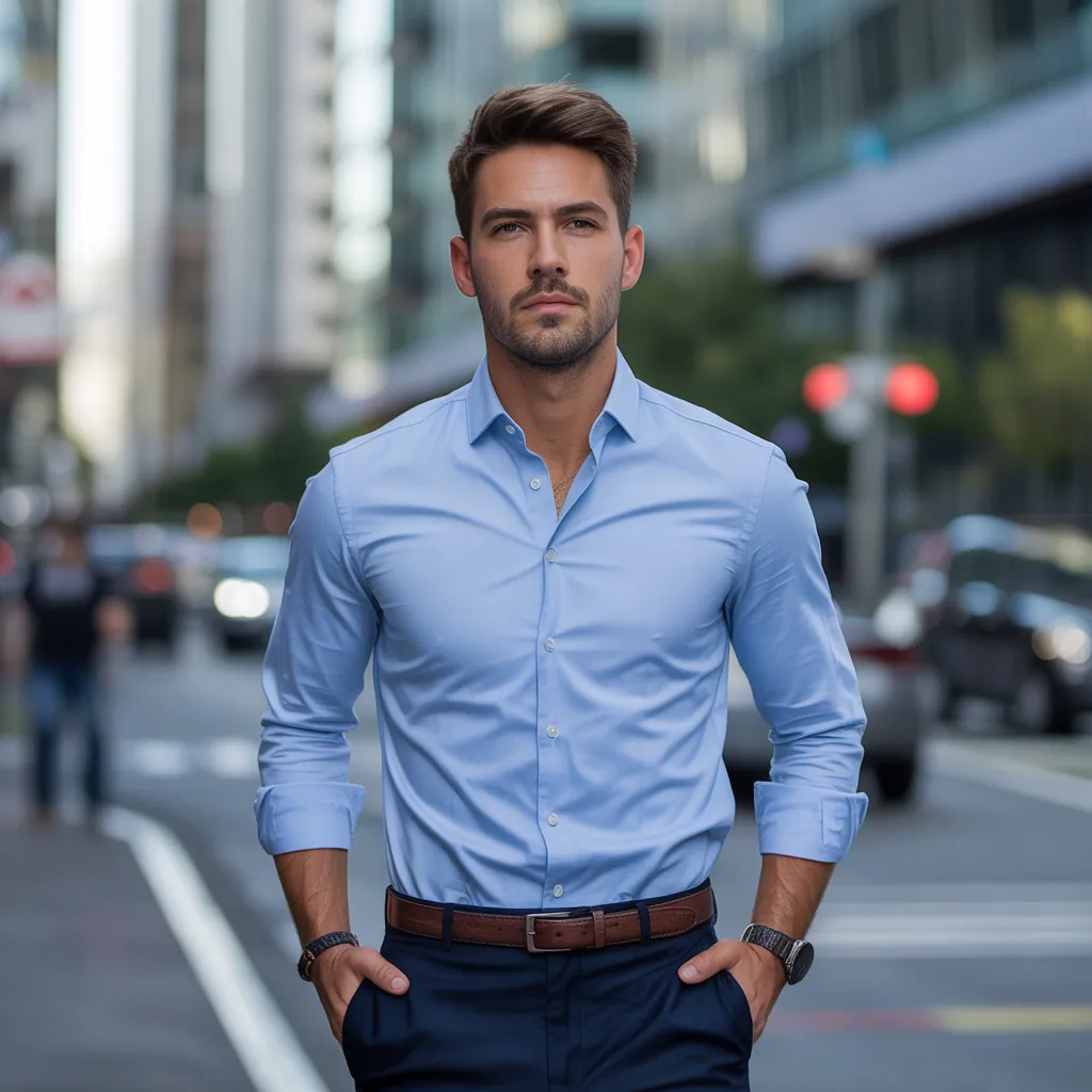 blue shirt outfit men