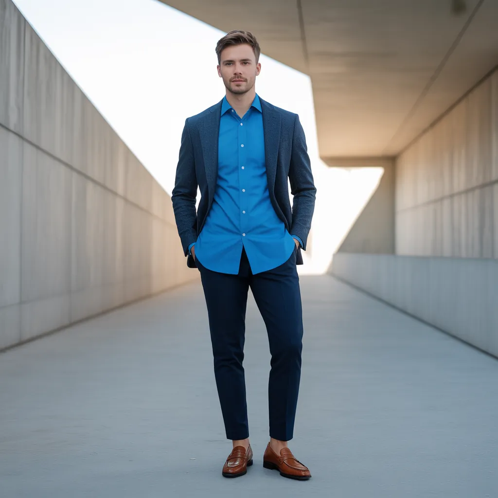 blue shirt outfit men
