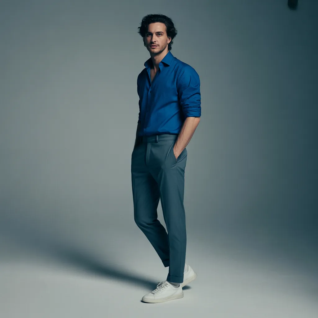 blue shirt outfit men