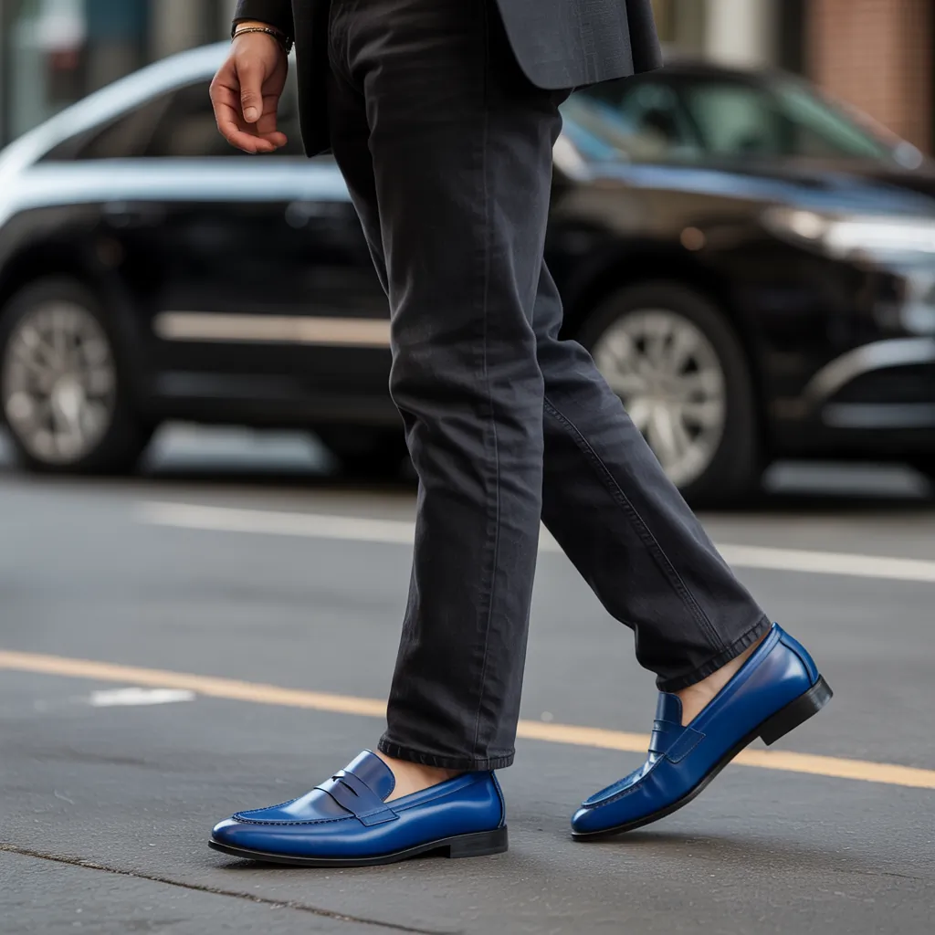 blue shoes