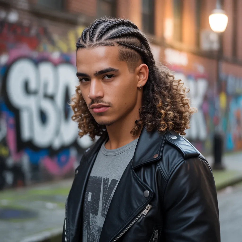 braids in front curly hair in back