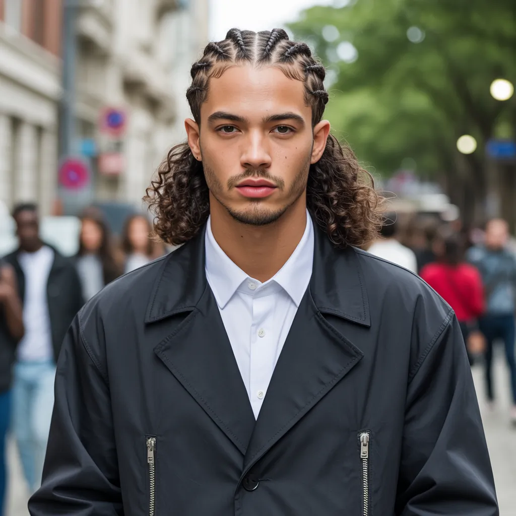 braids in front curly hair in back