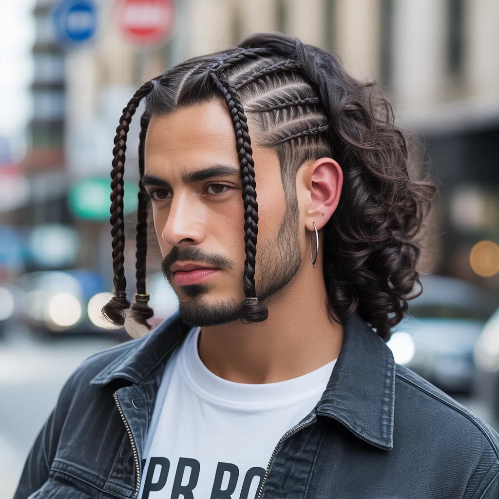 braids in front curly hair in back