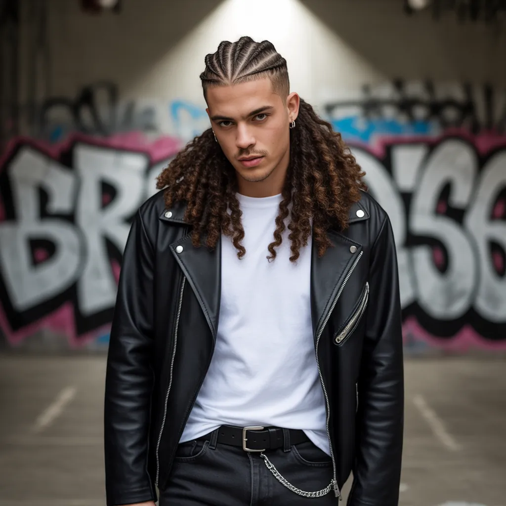 braids in front curly hair in back