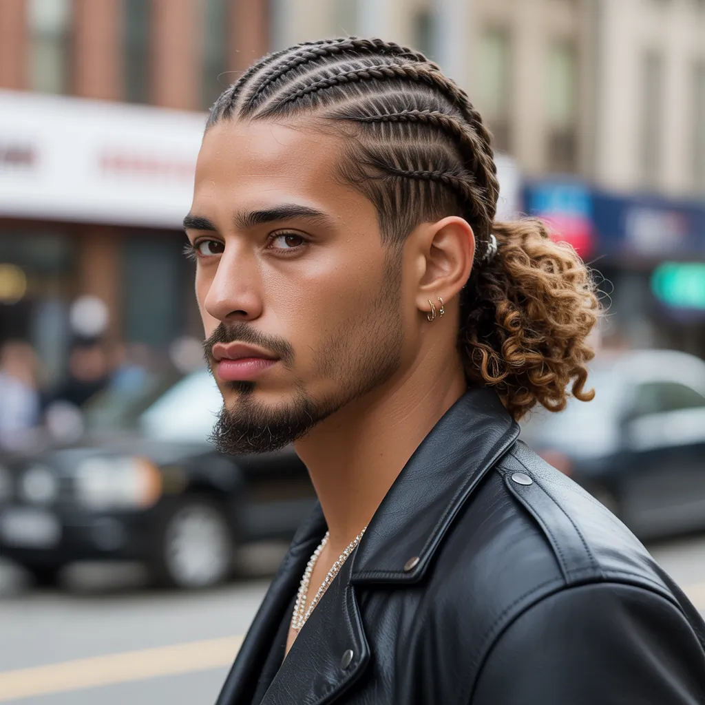 braids in front curly hair in back
