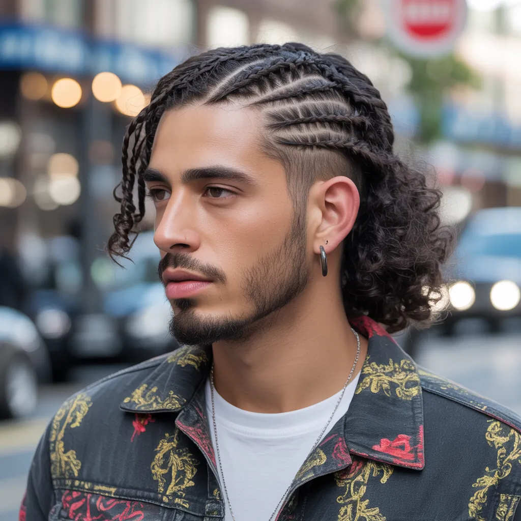 braids in front curly hair in back