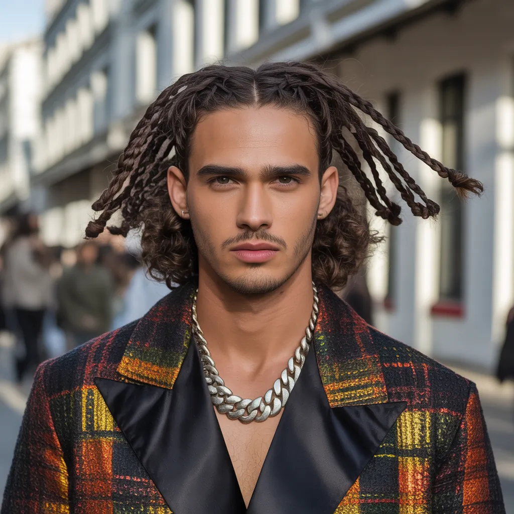 braids in front curly hair in back