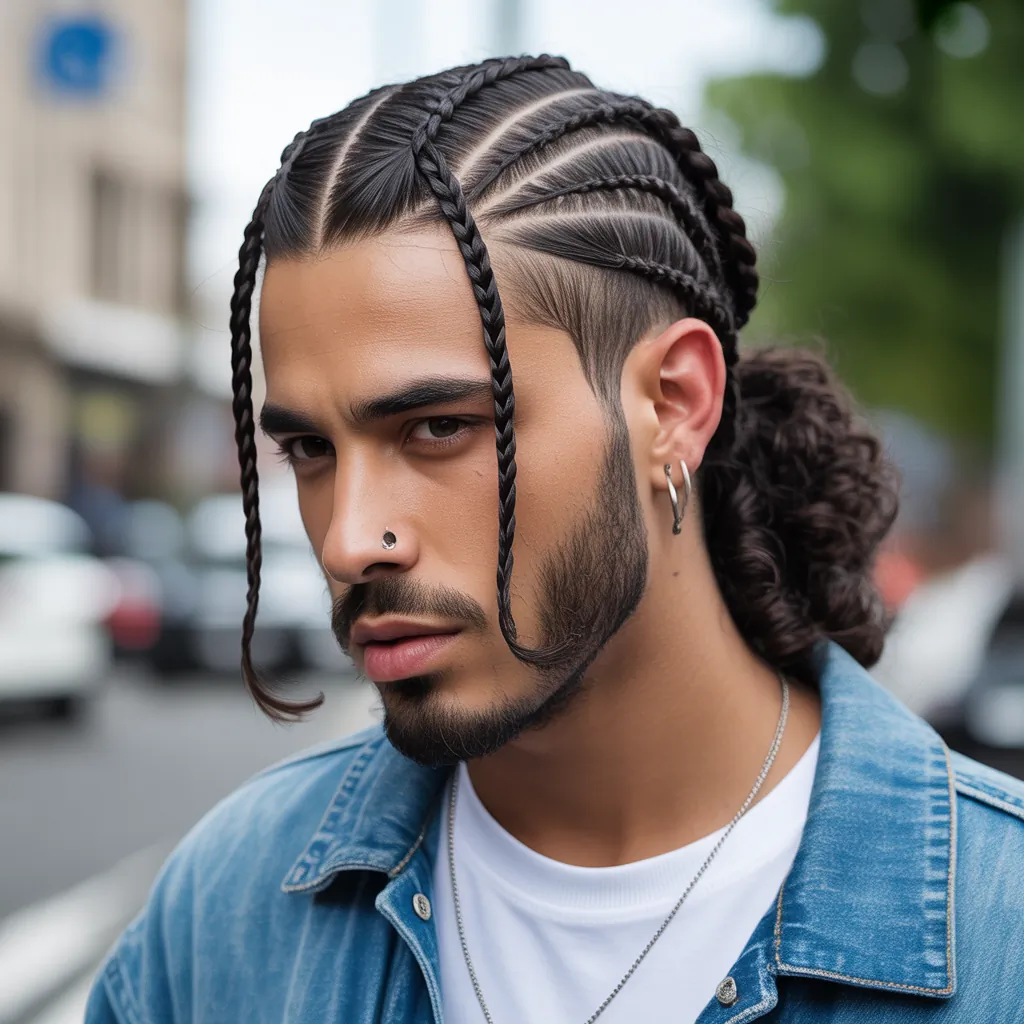 braids in front curly hair in back