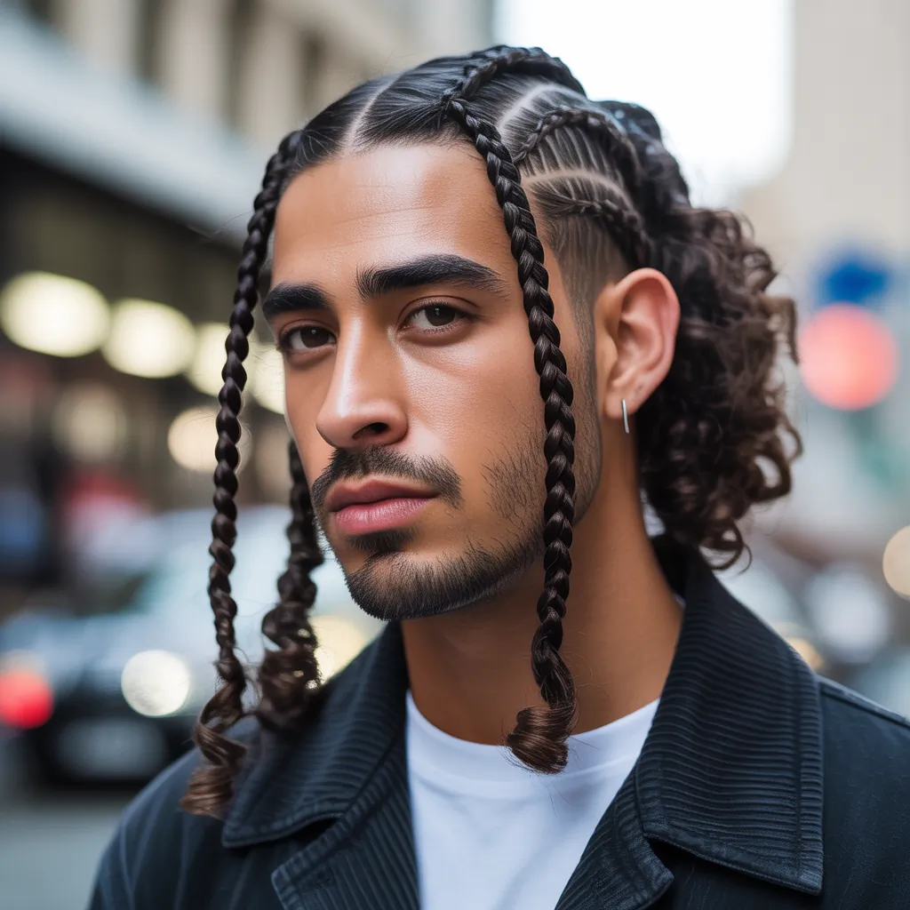 braids in front curly hair in back