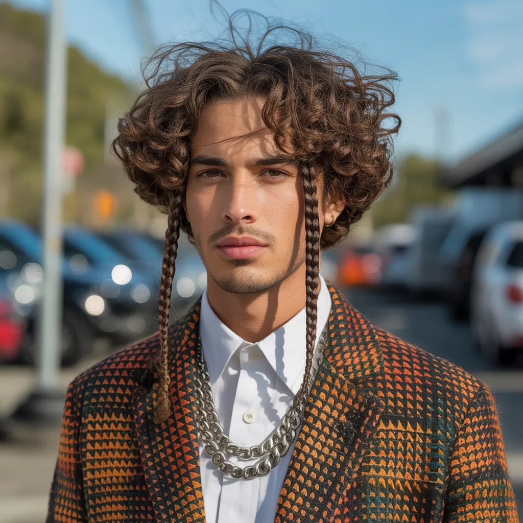 braids in front curly hair in back