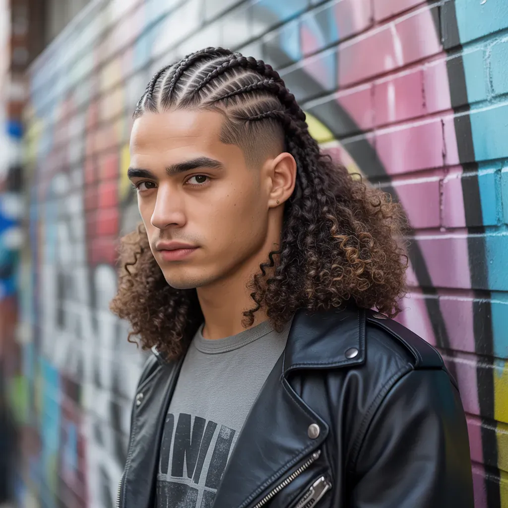 braids in front curly hair in back