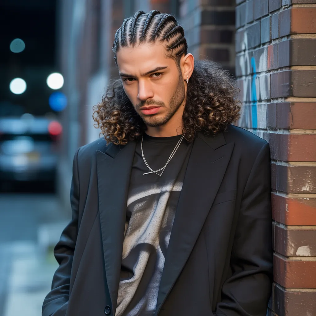 braids in front curly hair in back