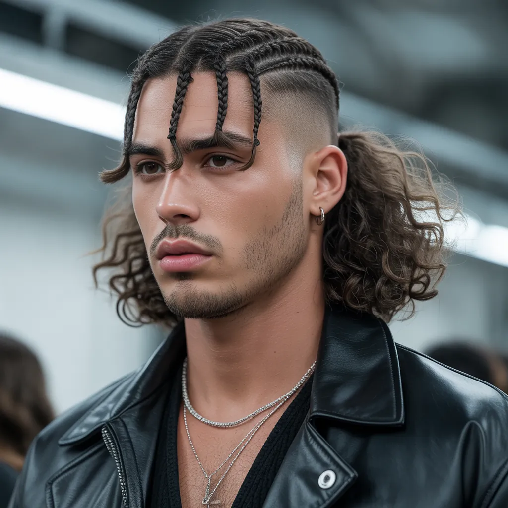 braids in front curly hair in back