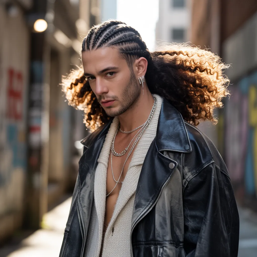 braids in front curly hair in back