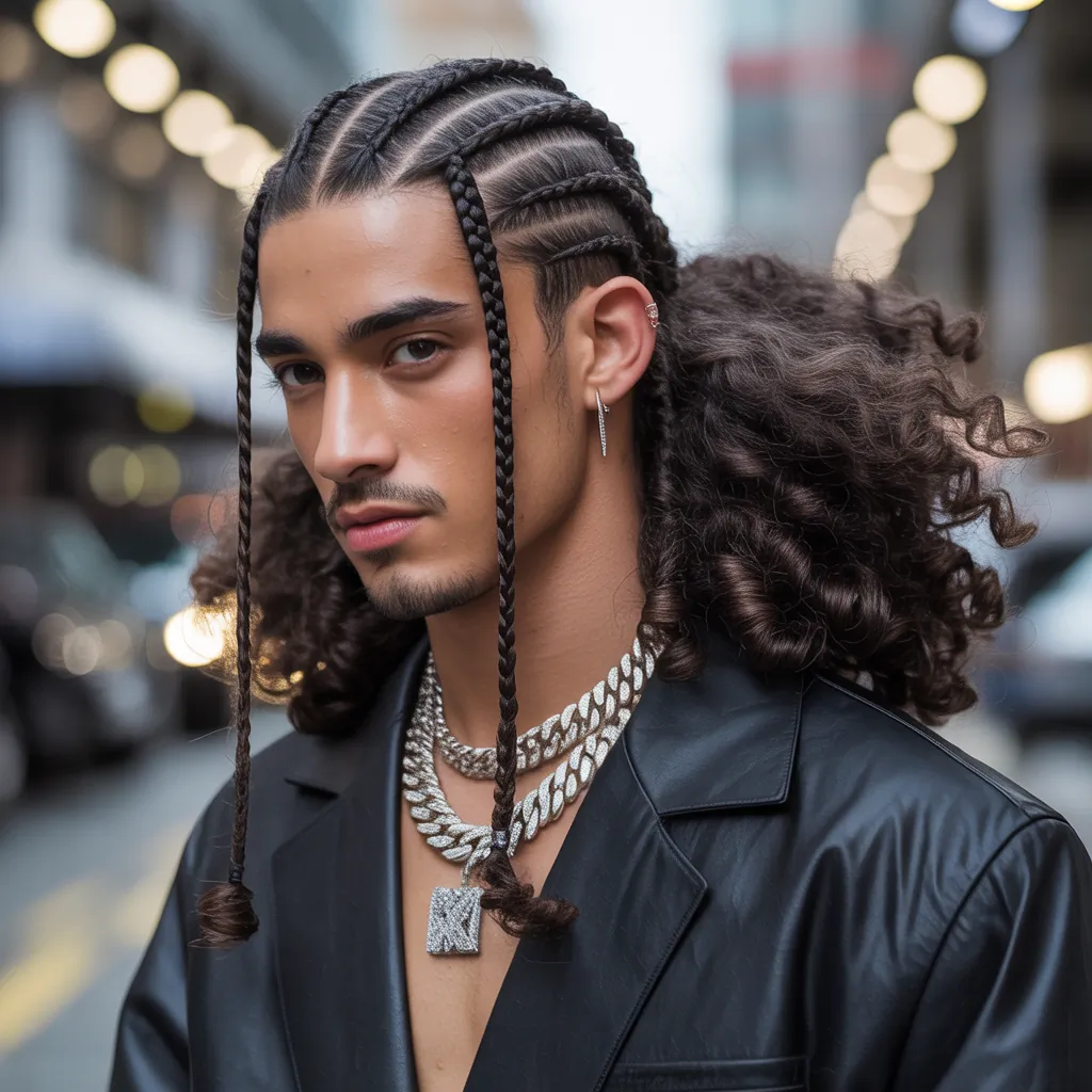 braids in front curly hair in back