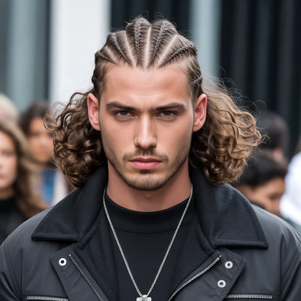 braids in front curly hair in back