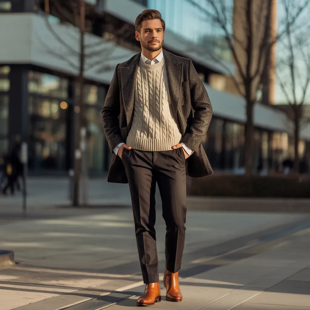 cable knit sweater outfits for men