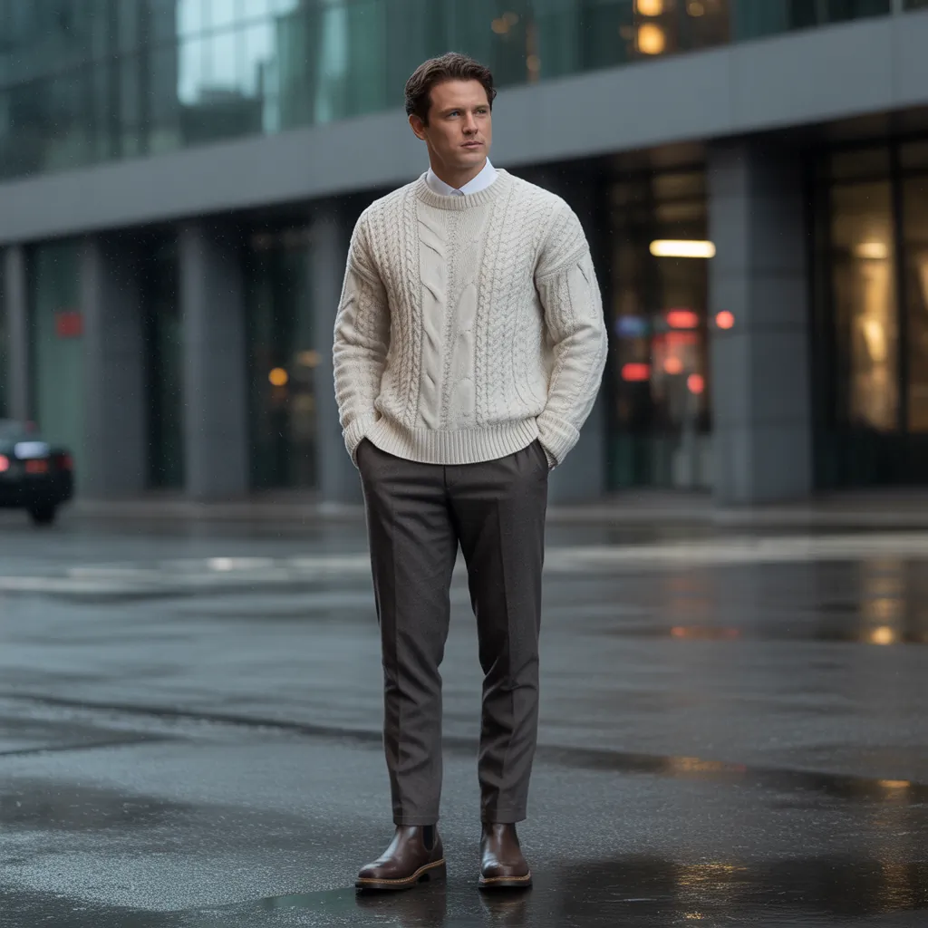 cable knit sweater outfits for men