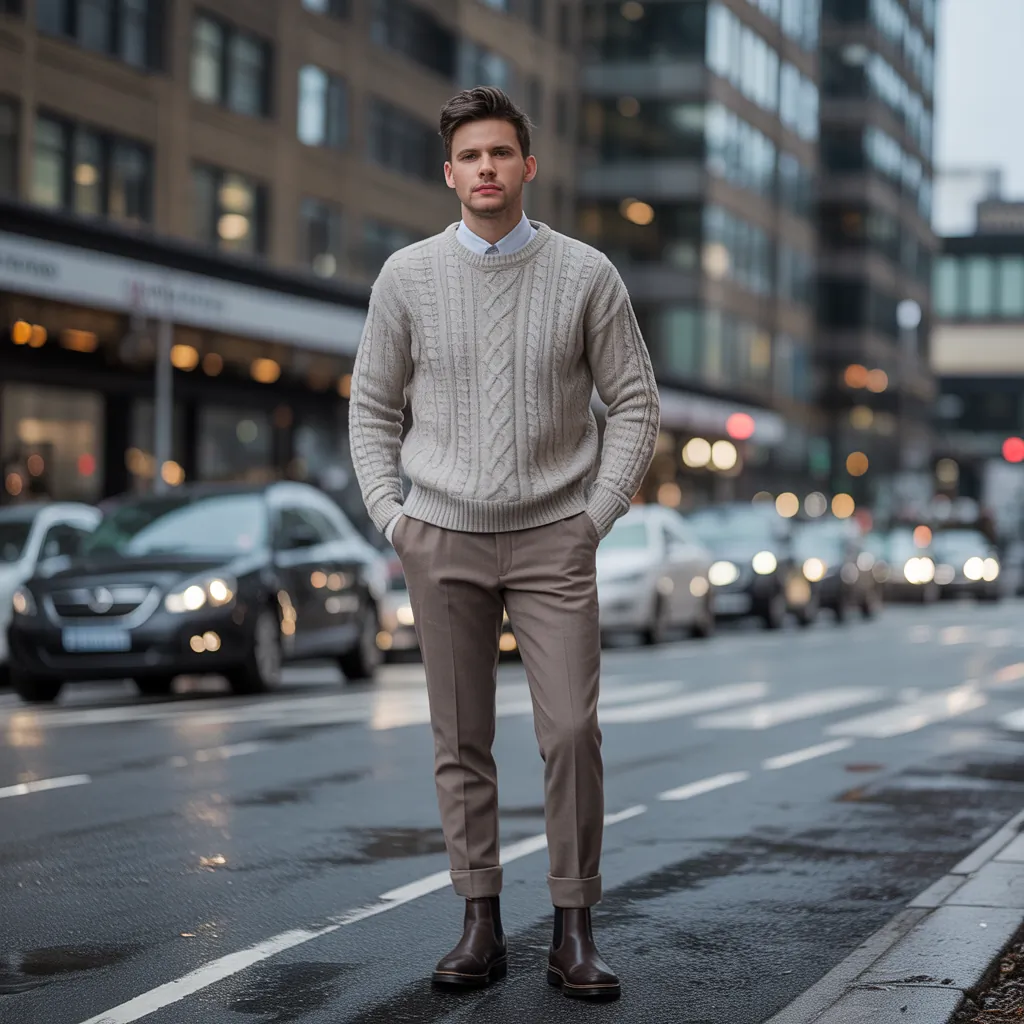 cable knit sweater outfits for men