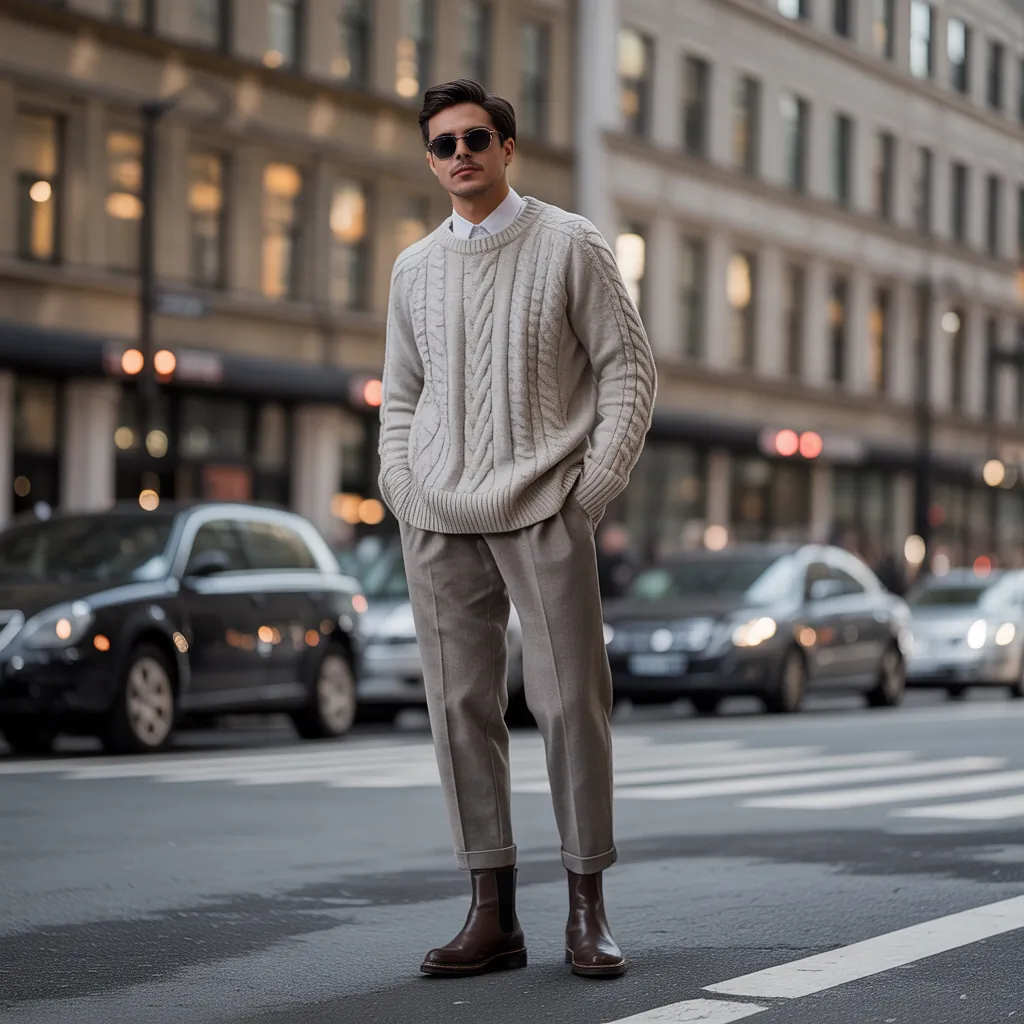 cable knit sweater outfits for men