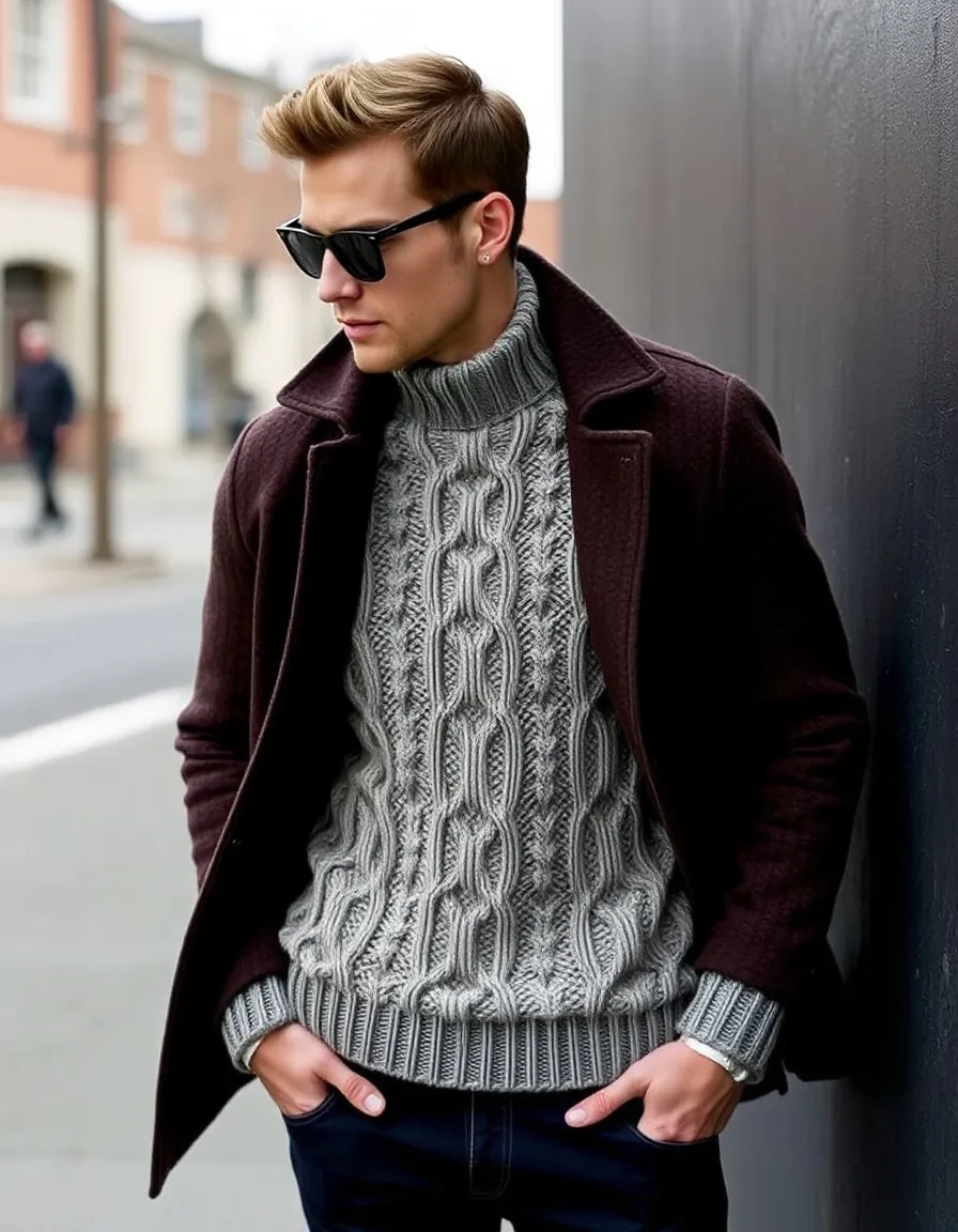 cable knit sweater outfits for men