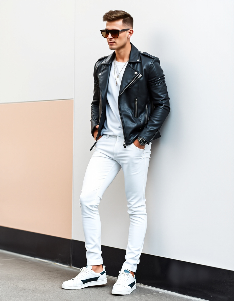 cool white pants outfit men