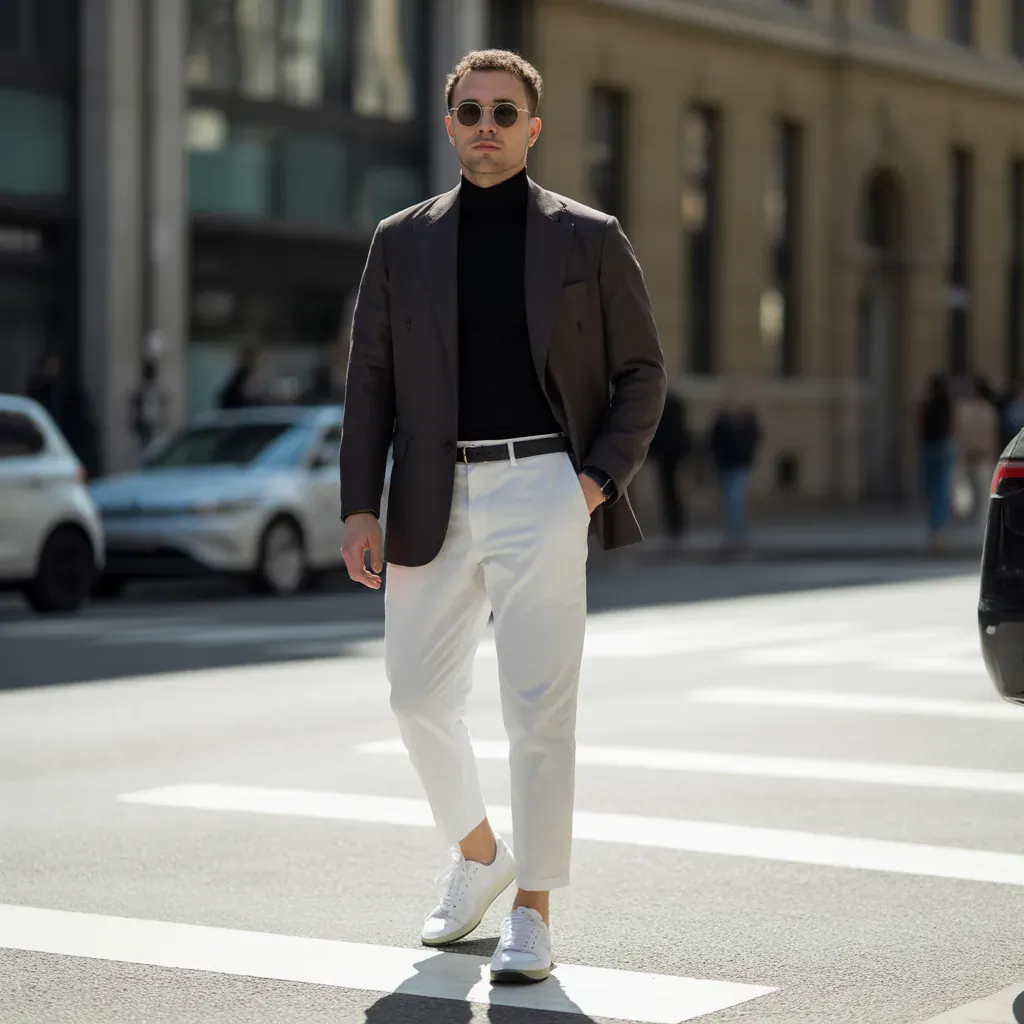 cool white pants outfit men