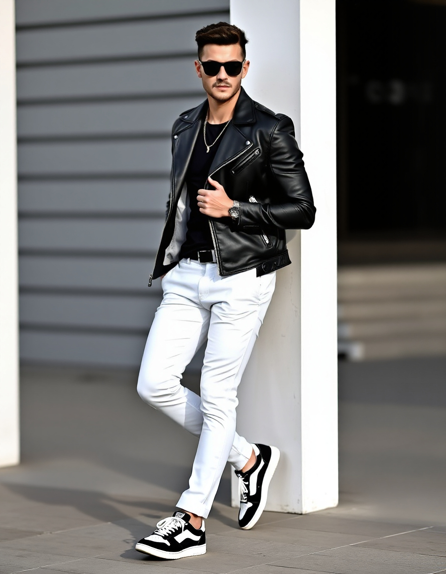 cool white pants outfit men