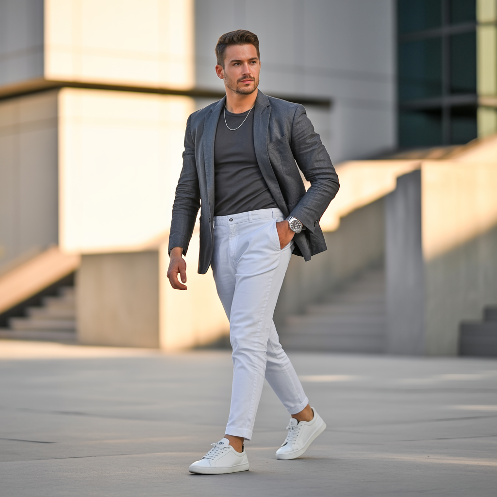 cool white pants outfit men