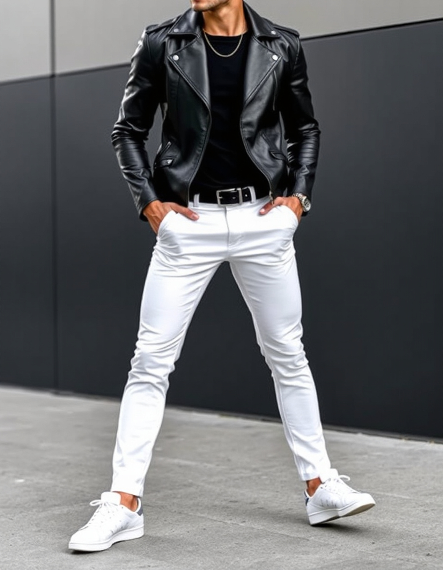 cool white pants outfit men