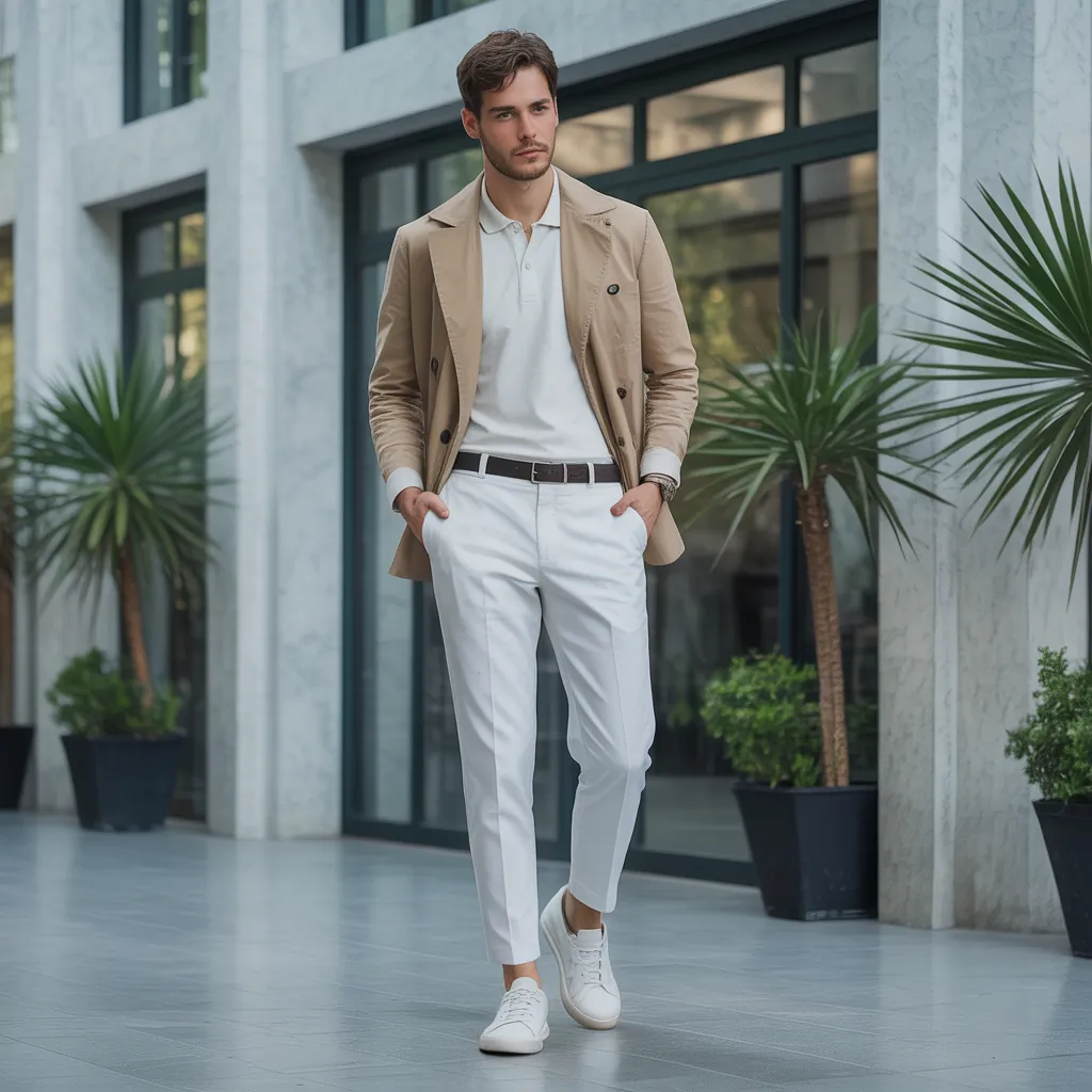 cool white pants outfit men