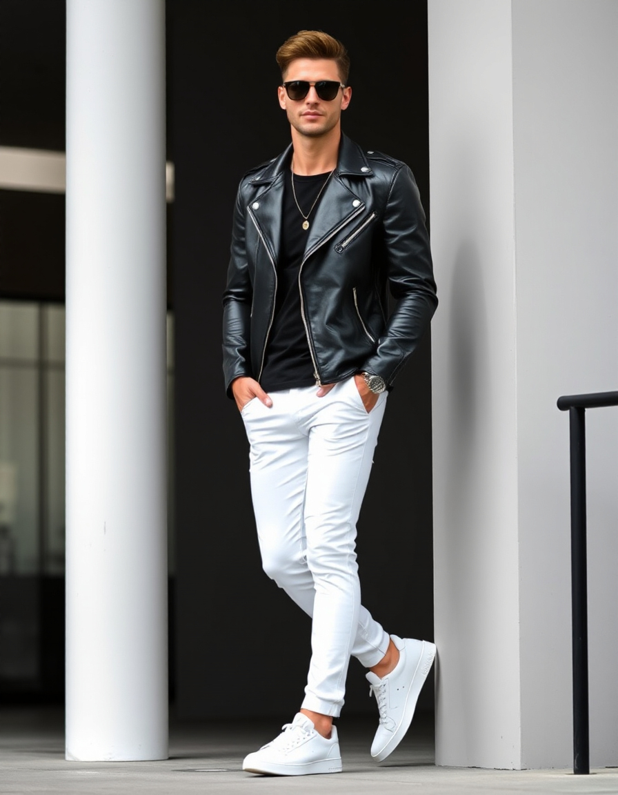 cool white pants outfit men