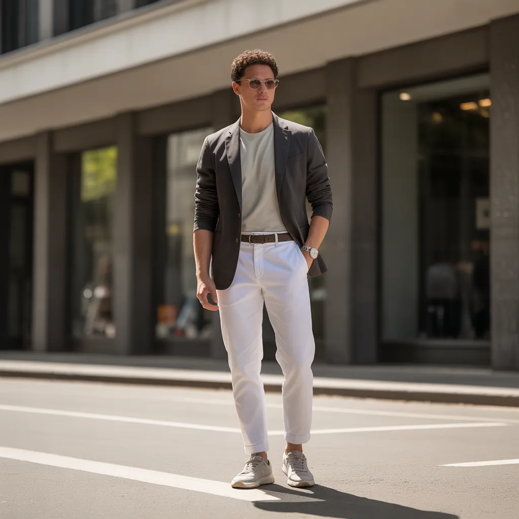 cool white pants outfit men