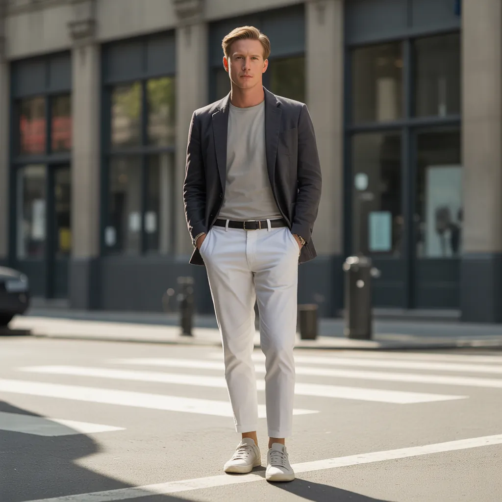 cool white pants outfit men