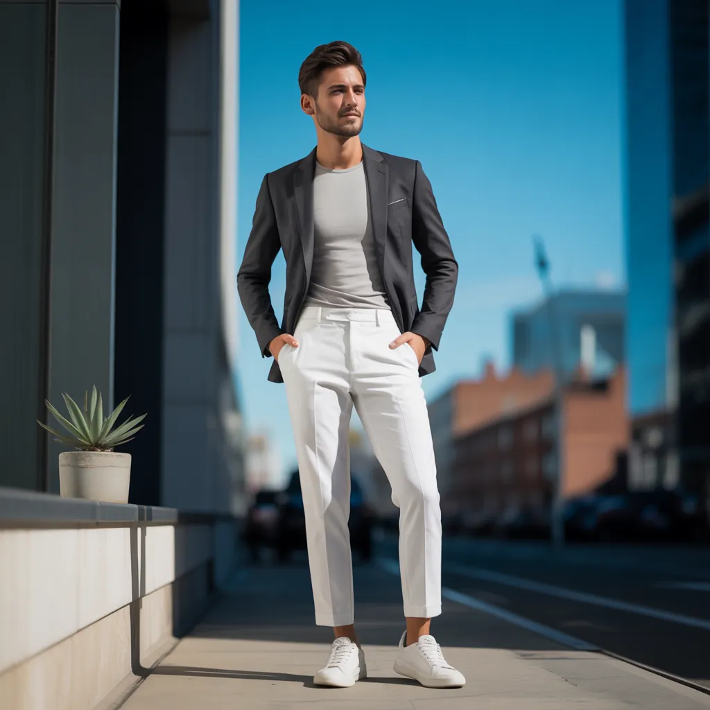 cool white pants outfit men